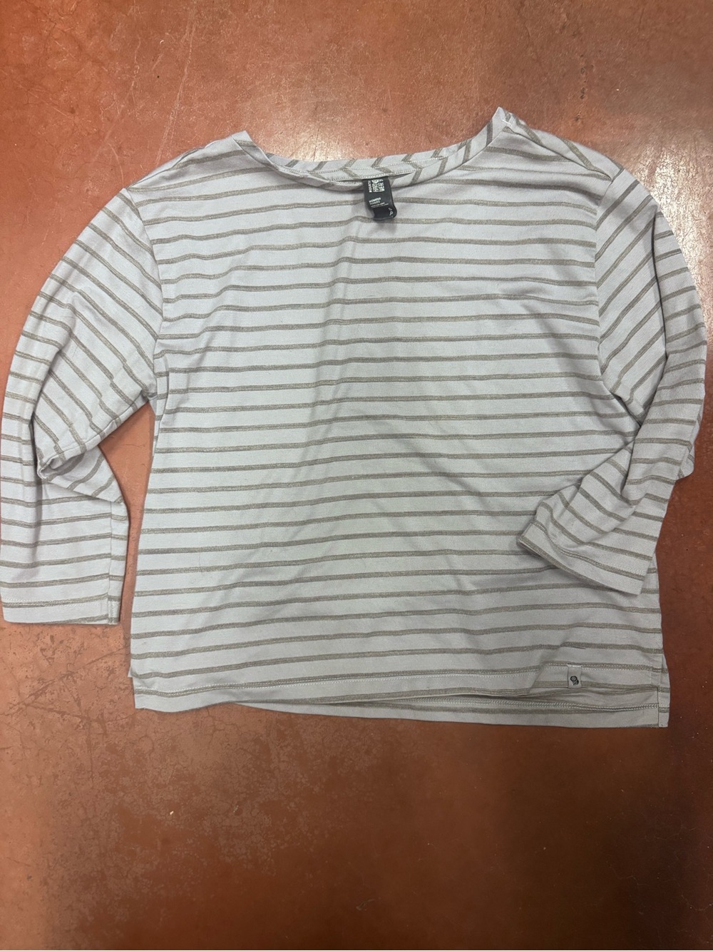 Mountain Hardwear Women’s Striped Boatneck Top in White and Tan